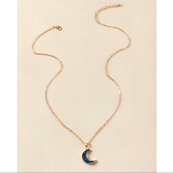 Teal moon charm necklace - Picture 3 of 3